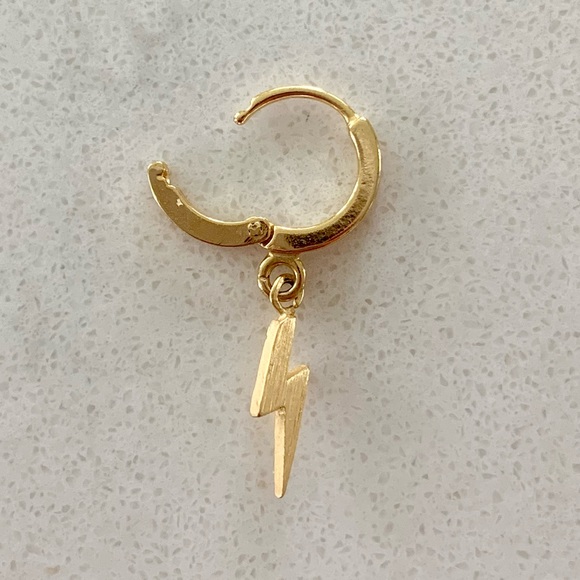 Gold Lightning Bolt Earring - Picture 2 of 4